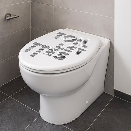 Copriwater universale in legno mdf con cerniere scritta TOILETTES