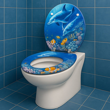 Copriwater universale in legno mdf con cerniere modello delfini enzoled