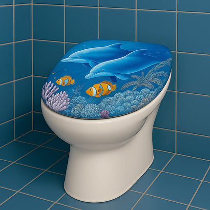 Copriwater universale in legno mdf con cerniere modello delfini enzoled