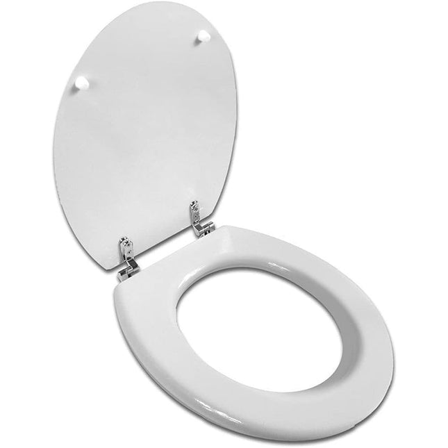 Copriwater universale in legno MDF bianco con cerniere in acciaio