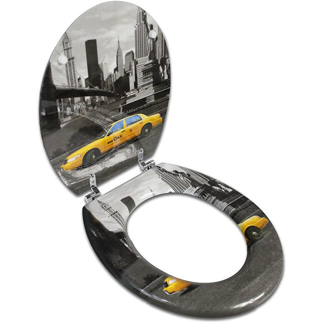 Copriwater universale mdf cerniere stampa statua della libertà taxi