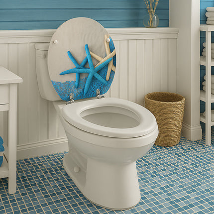 Copriwater universale in legno mdf con cerniere stelle blu enzoled