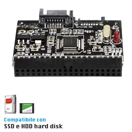 Convertitore Adattatore IDE a SATA bidirezonale con Porta IDE 40 Pin e connettore 4 Pin Hard Disk CD/Dvd - enzoled