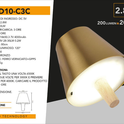 Paralume a led a tappo per bottiglie lampada touch decorativa a tripla colorazione di luce ricaricabile enzoled
