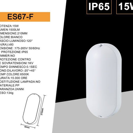 APPLIQUE ESTERNO/15W/6500K/BIANCO - enzoled