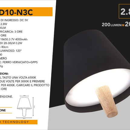 Paralume a led a tappo per bottiglie lampada touch decorativa a tripla colorazione di luce ricaricabile enzoled
