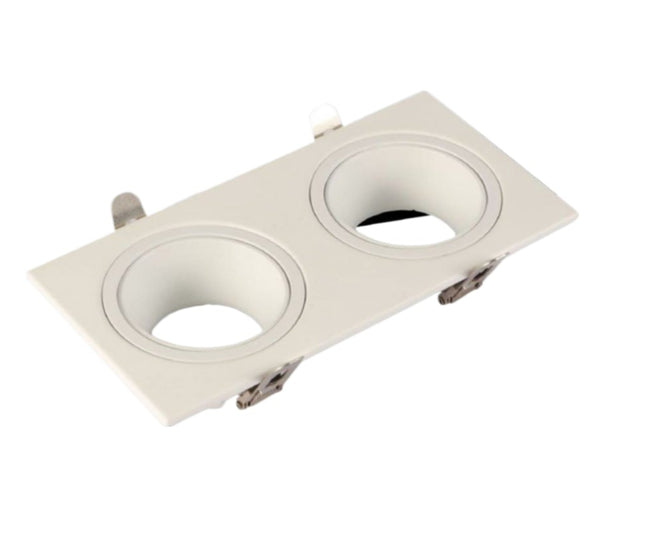 Portafaretto Universo P38-GU10-B2 - Doppio Rettangolare in Metallo Orientabile Bianco, Incassato per Lampadine GU10/GU5.3 enzoled