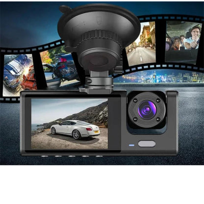 Dash Cam con ventosa con monitor 3 telecamera anteriore interna e retromarcia hd 1080p regista su SD ricaricabile visone notturna - enzoled