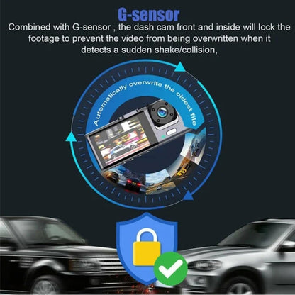 Dash Cam con ventosa con monitor 3 telecamera anteriore interna e retromarcia hd 1080p regista su SD ricaricabile visone notturna - enzoled