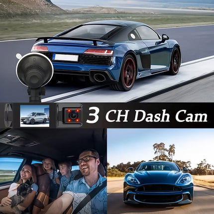 Dash cam 3 telecamere con App wi fi full hd visione notturna