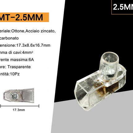 10 Morsetti Forbox Unipolari Trasparenti a Cappuccio per Cavi Elettrici 2.5mm² – Connettori Isolati enzoled