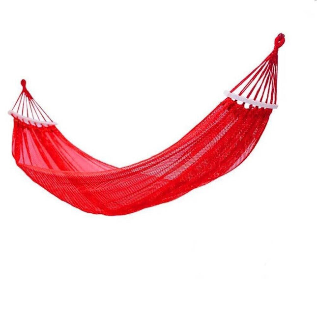 Amaca da giardino e da campeggio colorata in cotone con supporto in legno da appendere con sacca per il trasporto 185x135 cm - enzoled