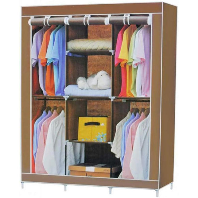 Guardaroba in Tessuto salvaspazio per Campeggio Organizer Armadio con Zip e scaffali 130x175x45 cm vari colori - enzoled