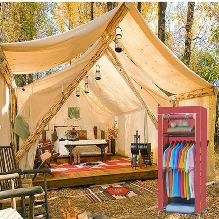 Guardaroba in Tessuto salvaspazio per Campeggio Organizer Armadio con Zip e scaffali 150x60x45 cm - enzoled