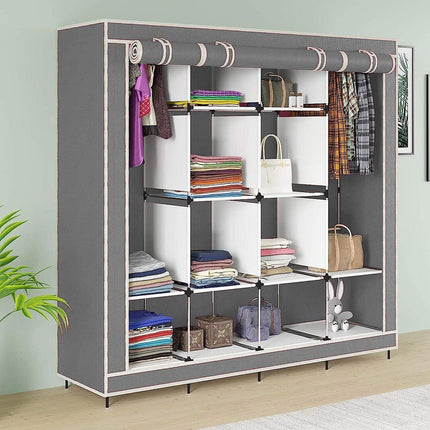 Guardaroba in Tessuto salvaspazio per Campeggio Organizer Armadio con Zip e scaffali 170x170x45 cm vari colori - enzoled