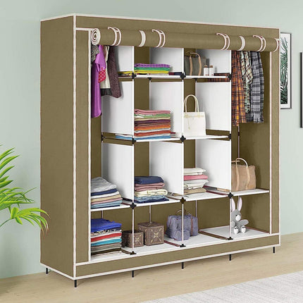 Guardaroba in Tessuto salvaspazio per Campeggio Organizer Armadio con Zip e scaffali 170x170x45 cm vari colori - enzoled
