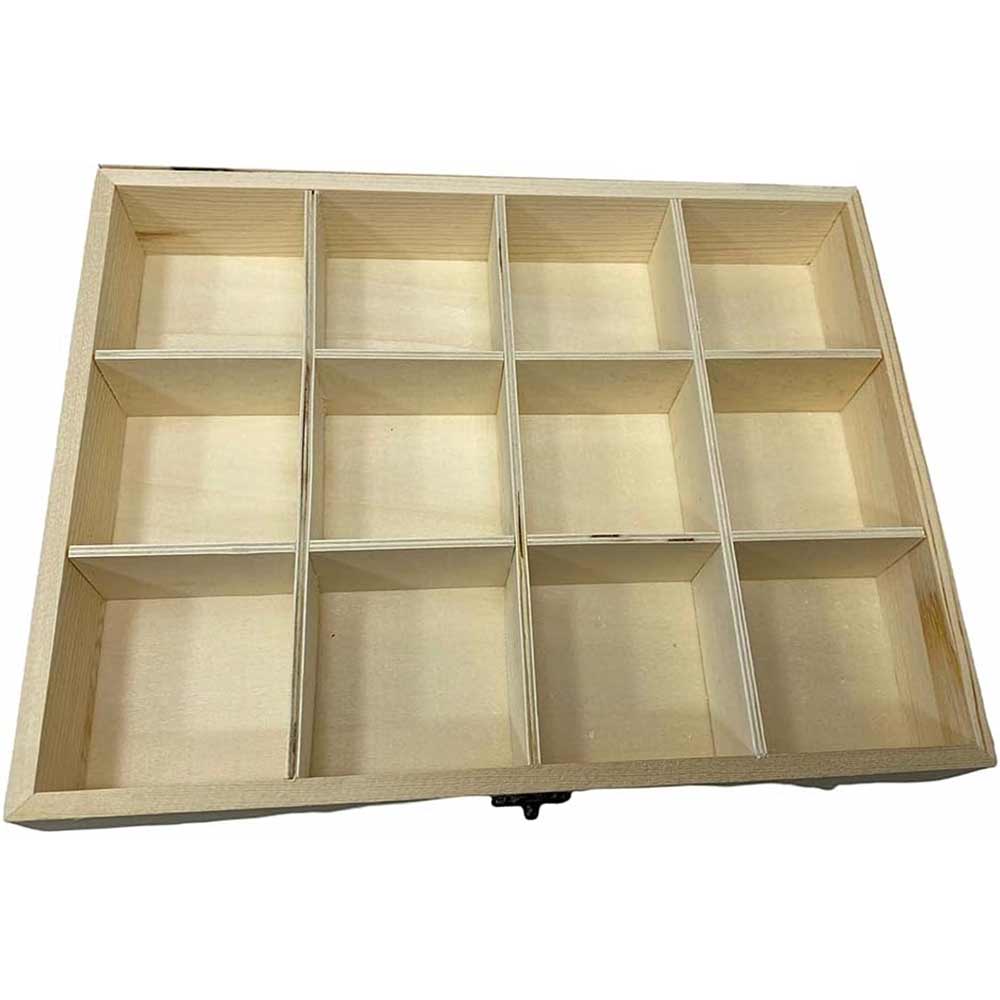 Bacheca in legno 12 posti con porta in vetro espositore vetrinetta minuterie portagioie scatola da the portaoggetti decoupage - enzoled