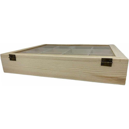 Bacheca in legno 12 posti con porta in vetro espositore vetrinetta minuterie portagioie scatola da the portaoggetti decoupage - enzoled