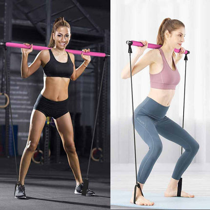 Barra da pilates portatile attrezzo allenamento fitness yoga asta bande di resistenza elastica - enzoled
