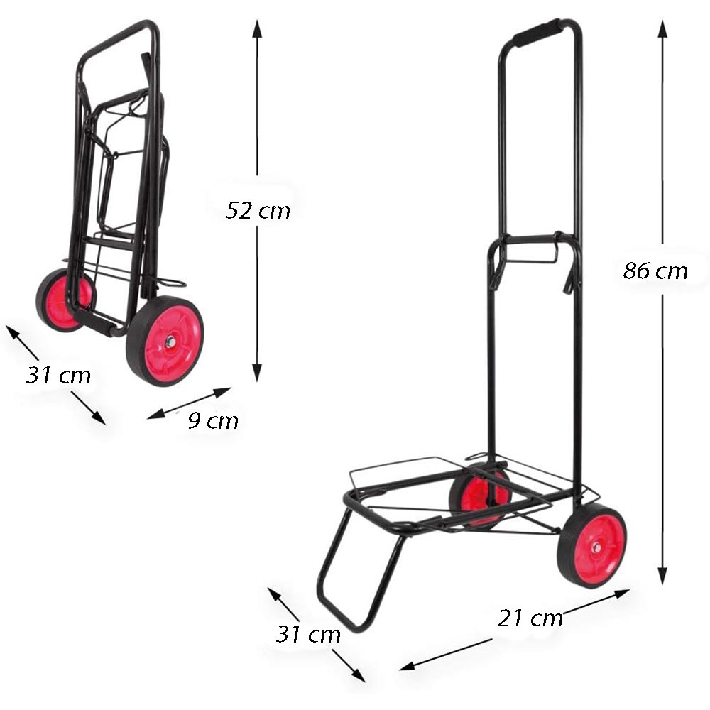 Carrello multiuso pieghevole richiudibile portapacchi carrellino a 2 ruote porta zaini valige borsa della spesa con elastico di sicurezza - enzoled