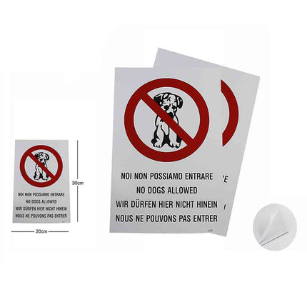 Cartello divieto Accesso Cane plastificato con Biadesivo Targa simbolica segnaletica 30.5x20 cm - enzoled