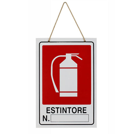 Cartello estintore targa in legno 20x30 cm con corda da appendere segnaletica interna piano di evaquazione - enzoled