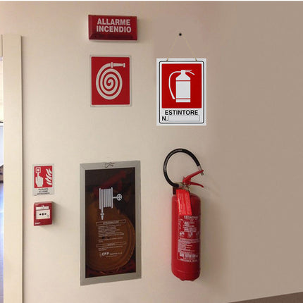 Cartello estintore targa in legno 20x30 cm con corda da appendere segnaletica interna piano di evaquazione - enzoled