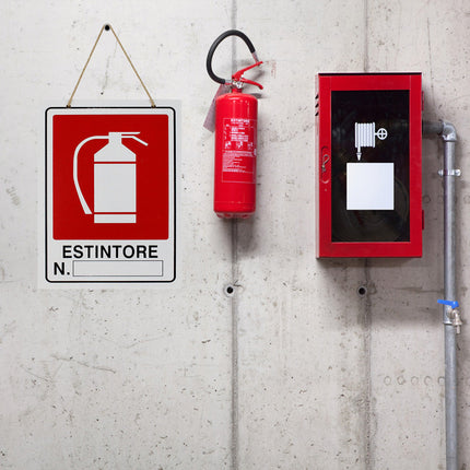 Cartello estintore targa in legno 20x30 cm con corda da appendere segnaletica interna piano di evaquazione - enzoled