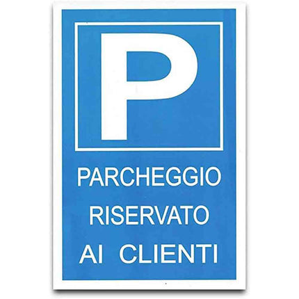 Cartello parcheggio riservato plastificato con biadesivo targa simbolica segnaletica 30.5x20 cm - enzoled