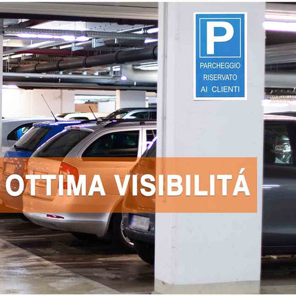 Cartello parcheggio riservato plastificato con biadesivo targa simbolica segnaletica 30.5x20 cm - enzoled