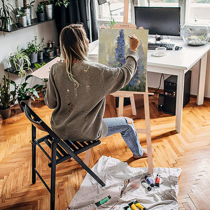 Cavalletto pittorico in legno leggero inclinabile altezza 70 e 165 cm per pittura o esposizione di tele quadri e foto - enzoled