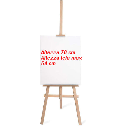 Cavalletto pittorico in legno leggero inclinabile altezza 70 e 165 cm per pittura o esposizione di tele quadri e foto - enzoled