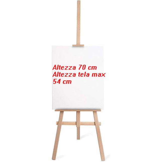 Cavalletto pittorico in legno leggero inclinabile altezza 70 e 165 cm per pittura o esposizione di tele quadri e foto - enzoled