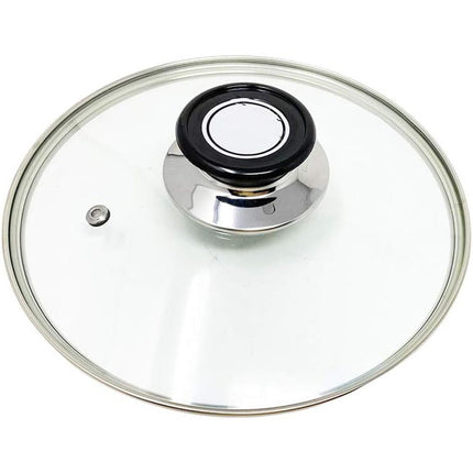 Coperchio in vetro temperato per pentole padelle con foro vapore 16 18 20 24 26 28 30 32 cm bordo acciaio - enzoled