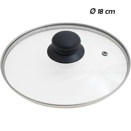 Coperchio in vetro temperato per pentole padelle con foro vapore 16 18 20 24 26 28 30 32 cm bordo acciaio - enzoled