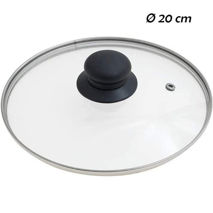 Coperchio in vetro temperato per pentole padelle con foro vapore 16 18 20 24 26 28 30 32 cm bordo acciaio - enzoled