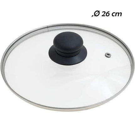 Coperchio in vetro temperato per pentole padelle con foro vapore 16 18 20 24 26 28 30 32 cm bordo acciaio - enzoled