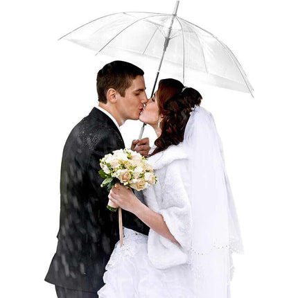 Ombrello 8 stecche bianco latte semitrasparente ombrellino per evento da sposa damigella Wedding richiudibile con apertura automatico a scatto - enzoled