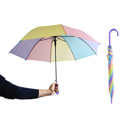 Ombrello 8 stecche multicolore per bambini antivento ombrello arcobaleno da pioggia richiudibile con apertura automatico a scatto - enzoled