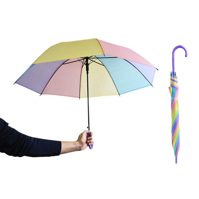 Ombrello 8 stecche multicolore per bambini antivento ombrello arcobaleno da pioggia richiudibile con apertura automatico a scatto - enzoled