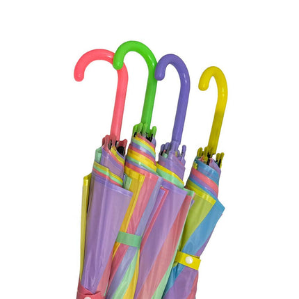 Ombrello 8 stecche multicolore per bambini antivento ombrello arcobaleno da pioggia richiudibile con apertura automatico a scatto - enzoled