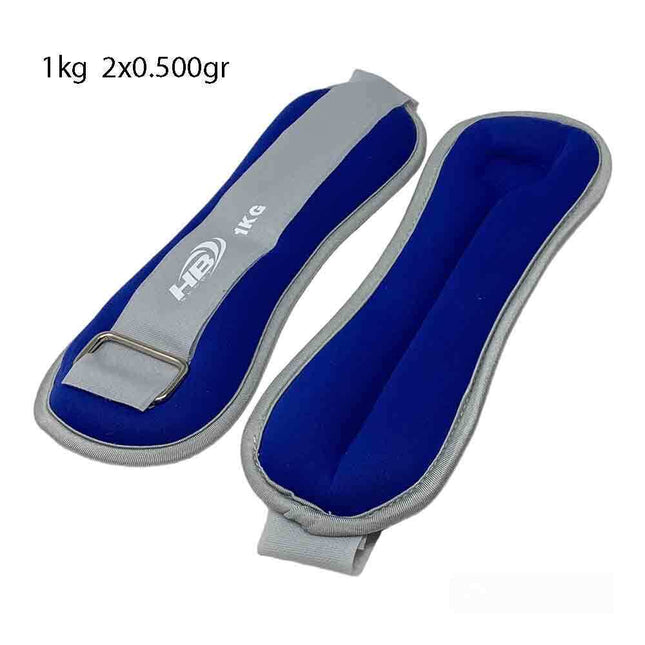 Coppia di pesi in sabbia regolabili per polso e caviglia per allenarsi da 0,5 0,750 1 1,5 Kg muscoli gambe e braccia fitness palestra sport blu - enzoled