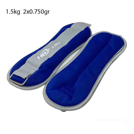 Coppia di pesi in sabbia regolabili per polso e caviglia per allenarsi da 0,5 0,750 1 1,5 Kg muscoli gambe e braccia fitness palestra sport blu - enzoled