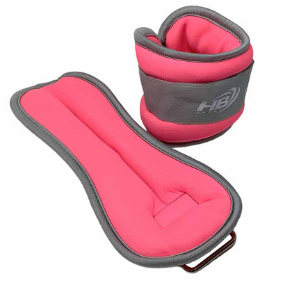 Coppia di pesi in sabbia regolabili per polso e caviglia per allenarsi da 0,5 0,750 1 1,5 Kg muscoli gambe e braccia fitness palestra sport rosa - enzoled