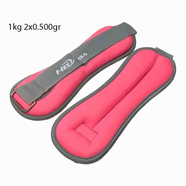 Coppia di pesi in sabbia regolabili per polso e caviglia per allenarsi da 0,5 0,750 1 1,5 Kg muscoli gambe e braccia fitness palestra sport rosa - enzoled