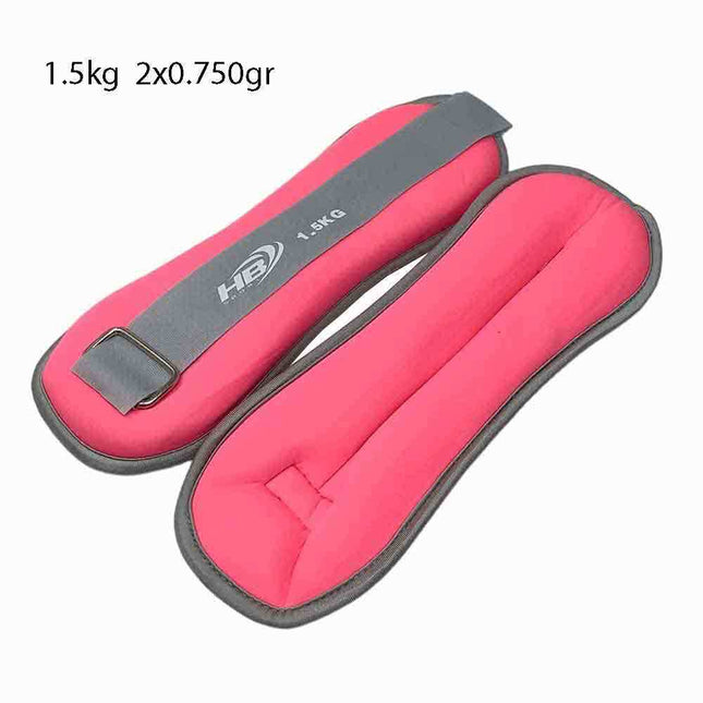 Coppia di pesi in sabbia regolabili per polso e caviglia per allenarsi da 0,5 0,750 1 1,5 Kg muscoli gambe e braccia fitness palestra sport rosa - enzoled