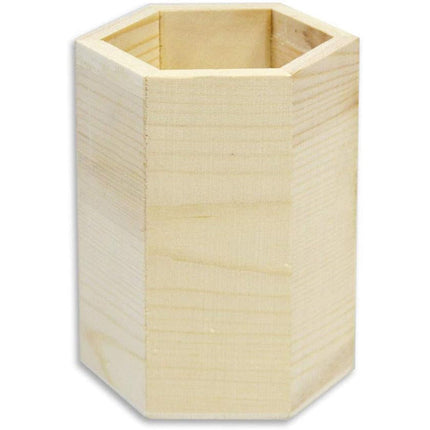 Portapenna in legno esagonale da scrivania per decoupage contenitore per cancelleria porta penna da casa ufficio - enzoled