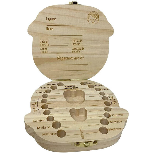 Scatoletta porta dentini da latte cofanetto legno scatola porta denti ombelico per femminuccia idea regalo - enzoled