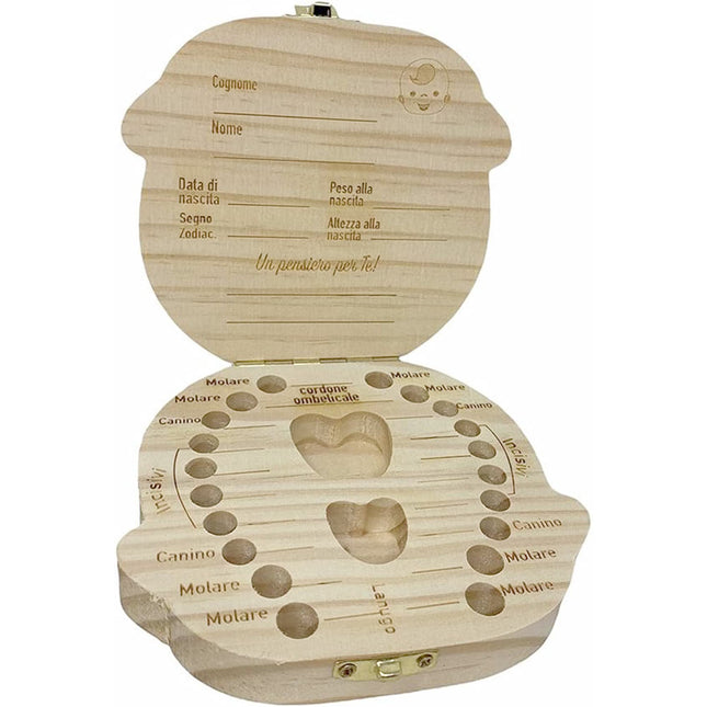 Scatoletta porta dentini da latte cofanetto legno scatola porta denti ombelico per maschietto idea regalo - enzoled