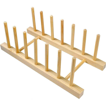 Set 2 portapiatti in legno supporto per piatti bicchieri coperchio rack organizer 6 posti scolapiatti per mobile cassetti - enzoled